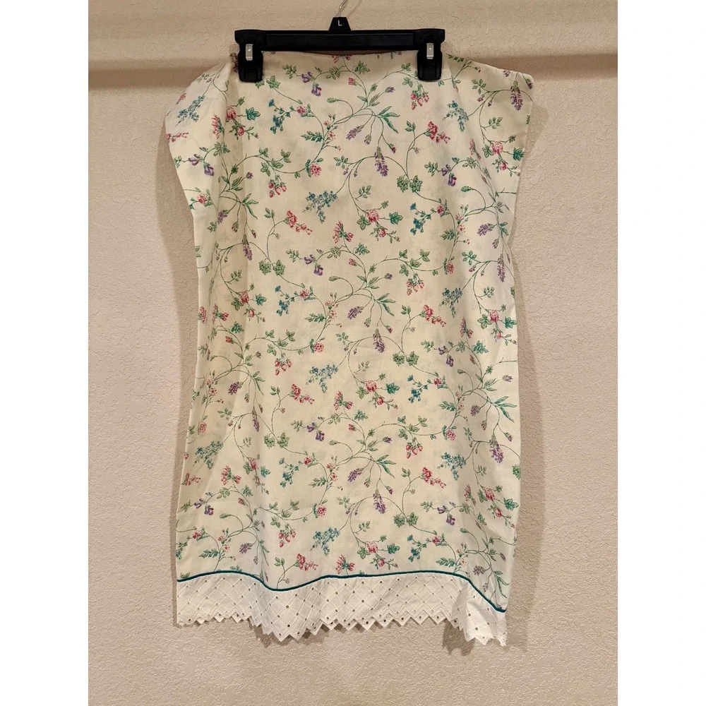 Vtg Lady Pepperell Single Floral Pillowcase‎ Eyelet Lace Trim Pink Purple Green